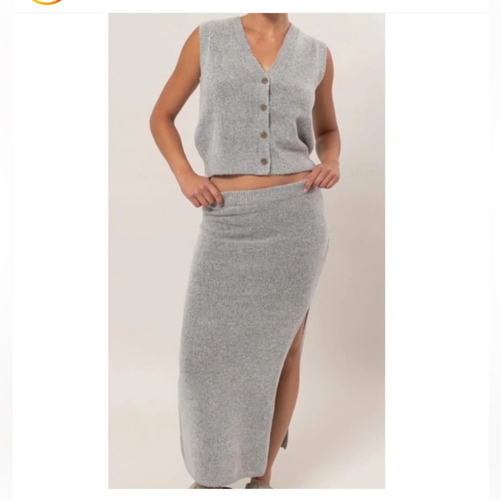 Gray Knit vest and Maxi Skirt set